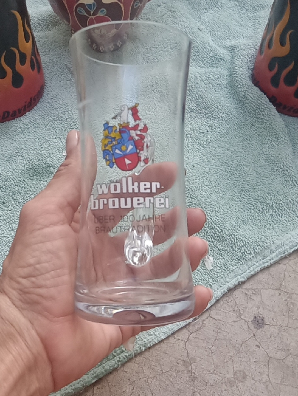 Wolker-Brauerei Logo Beer Glass with Color Crest